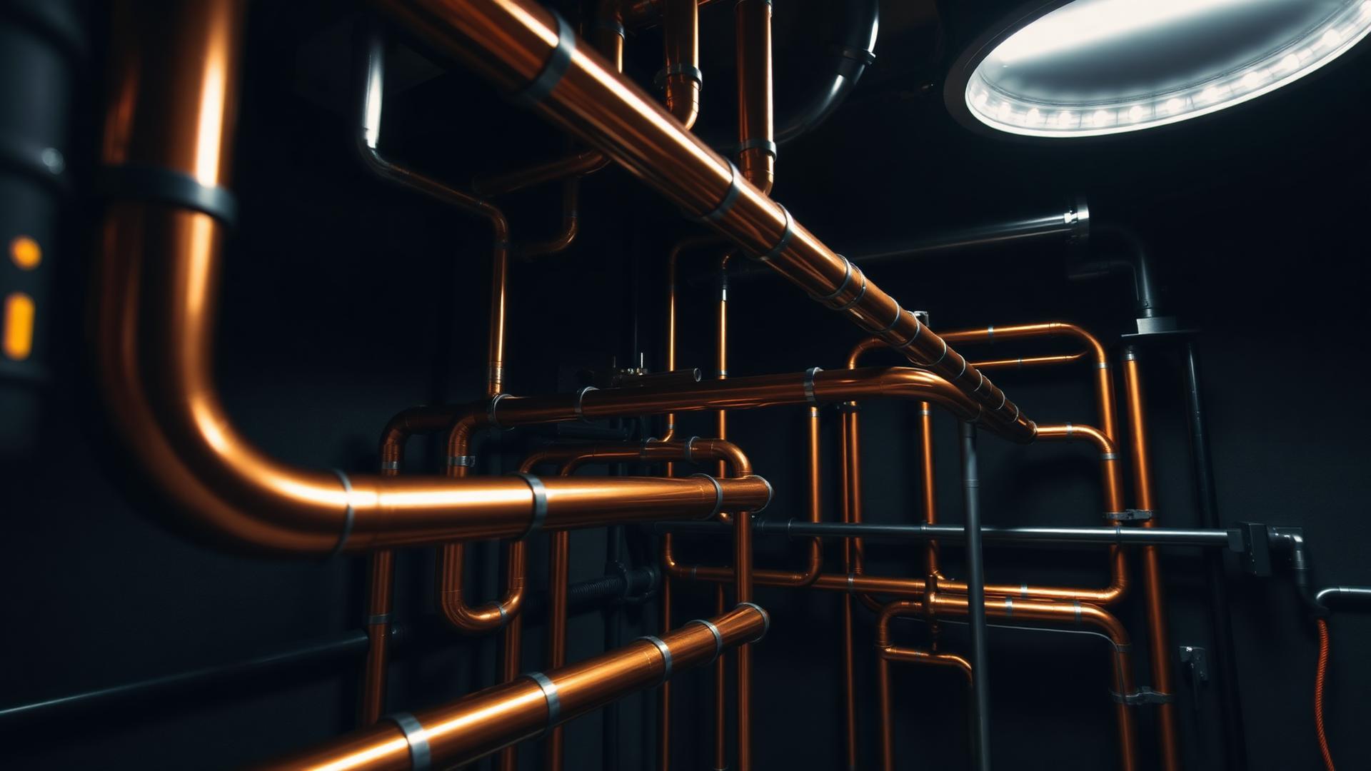Newly installed copper plumbing lines on a Metro Atlanta plumbing project